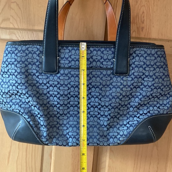 Coach Navy fabric and leather hand bag - Picture 12 of 16